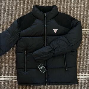 Guess “LARRY FABRIC BLOCK PUFFER” Men's Black Puffer Jacket